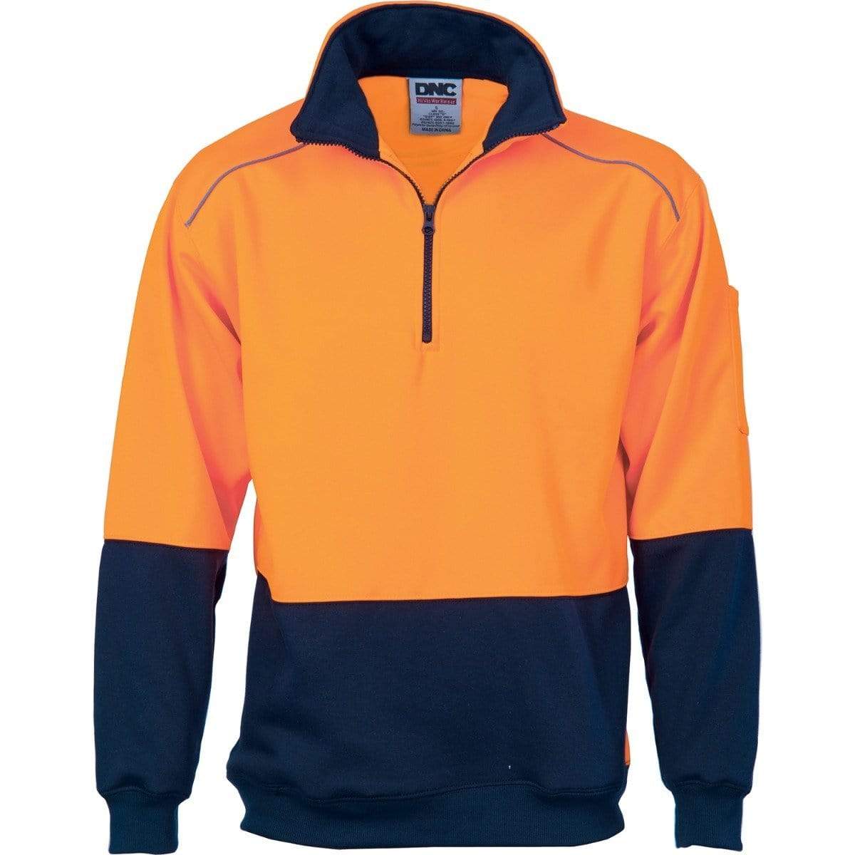 Dnc Workwear Hi-vis Two-tone 1/2 Zip Reflective Piping Sweatshirt - 3928 Work Wear DNC Workwear Orange/Navy XS 